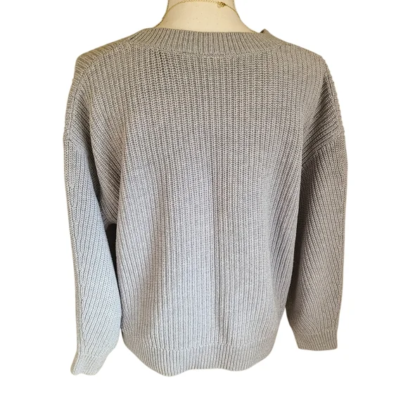 gap crewneck ribbed sweater grey size L - Picture 2 of 5